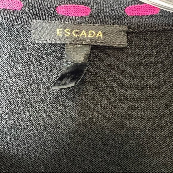 Escada Sweater Women small 6 36 Cardigan black knit lace Up bow top Preppy B11 - Picture 2 of 8